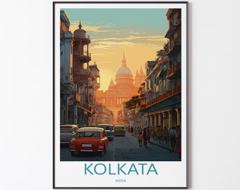 Kolkata Poster Mural Wall Decoration | Kolkata Travel Poster Print Illustration Wall Art | India Travel Poster | Gift for friends