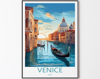 Venice Poster Wall Art | Venice Travel Poster Illustration Wall Art | Italy Vintage Poster Print | Gift for Friends