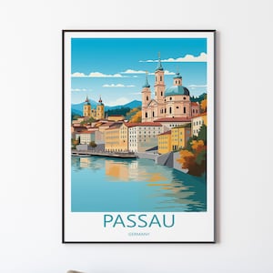 Passau Poster Wall Art Wall Decoration | Passau Travel Poster Print Illustration Decor Wall Art Germany Poster | Gift for Friends