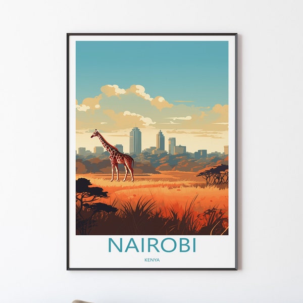 Nairobi Affiche Murale Décoration Murale | Nairobi Affiche de voyage Décor Illustration Wall Art | Impression d’affiche de voyage au Kenya | Cadeau pour les amis