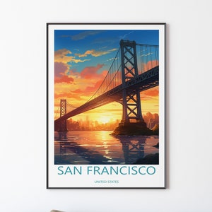 San Francisco Poster Wandbild Wanddekoration | San Francisco Reiseposter Print Illustration Wandkunst | Amerika Reise | Geschenk für Freunde