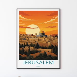 Póster de Jerusalén para decoración de pared | Póster de viaje de Jerusalén, ilustración impresa, arte de pared | Impresión del cartel de Israel ? Regalo para amigos