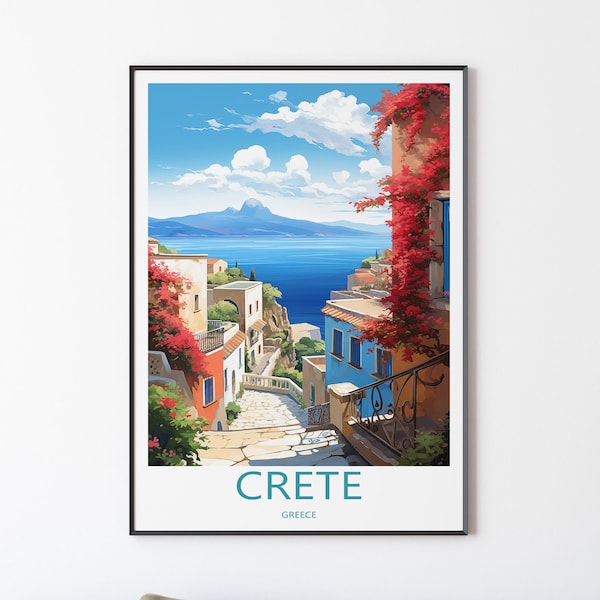 Kreta Poster Wandbild Wanddekoration | Kreta Reiseposter Print Illustration Wandkunst | Griechenland Reise Poster | Geschenk für Freunde