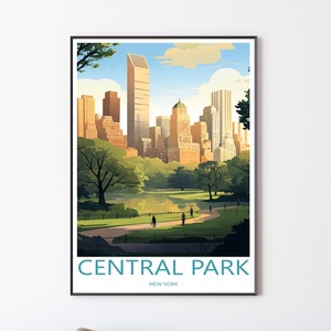 Central Park Poster Print Wandbild Wanddekoration | New York Reiseposter Illustration Wandkunst | Geschenk für Freunde | Amerika Poster