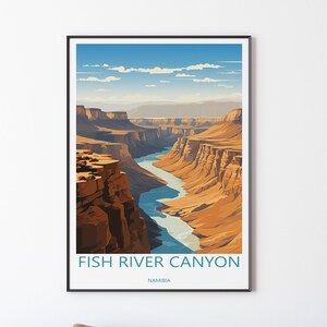 Fish River Canyon Poster Väggkonst | Namibia Reseaffisch Illustration Väggkonst | Namibia Poster Tryck | Present till vänner