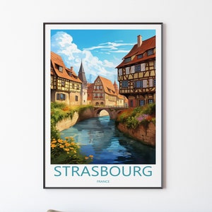 Straßburg Poster Wandbild Wanddekoration | Straßburg Reiseposter Illustration Wandkunst | Frankreich Reise Poster | Geschenk für Freunde