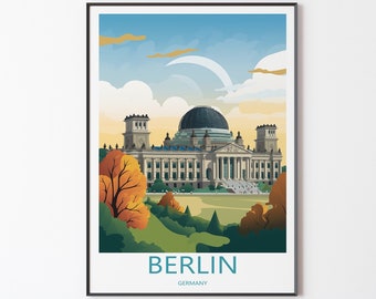 Berlin Poster Mural Wall Decoration | Berlin Travel Poster Print Illustration Decor Wall Art Germany | Wanderlust gift for friends