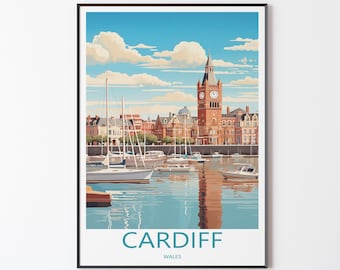 Cardiff Poster Wales Travel Cardiff Print Wall Art Wall Hanging Home Gift Decor Art Lover Cardiff Wall Art Cardiff Picture Wedding