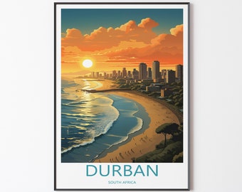 Durban Poster Mural Wall Decoration | Durban Travel Poster Decor Illustration Wall Art | South Africa Poster Print | Gift for friends
