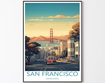 San Francisco Golden Gate Travel Print Wall Art San Francisco Home Decor San Francisco Gift Art Lover California Art Lover