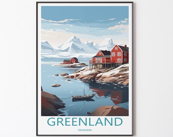 Greenland Poster Mural Wall Decoration | Greenland Travel Illustration Poster Print Wall Art Denmark Poster | Wanderlust gift for friends