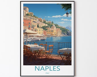 Decorazione murale poster Napoli | Napoli Travel Poster Illustrazione Decor Stampa Wall Art | Poster di viaggio in Italia | Regalo per gli amici