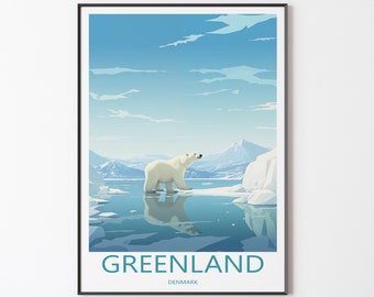 Greenland Poster Mural Wall Decoration | Greenland Travel Illustration Poster Print Wall Art Denmark Poster | Wanderlust gift for friends