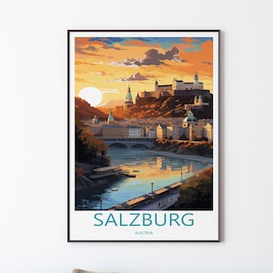 Salzburg Poster Travel Salzburg Print Wall Austria Art Wall Hanging Home Salzburg Gift Decor Art Lover Wall Art Picture Wedding