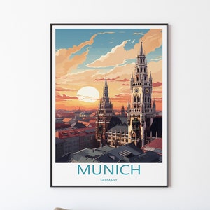 Munich Travel Poster Print Wall Art Bavaria Wall Hanging Home Décor Munich Art Lover Germany Wall Art Art Gift Wedding Picture