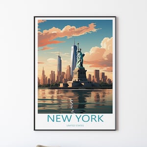New York Poster Wandbild Wanddekoration | New York Reise Print Print Illustration Wandkunst Manhattan Poster Trip | Geschenk für Freunde