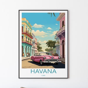 Póster de La Habana para decoración de pared | Póster de viaje de La Habana, ilustración impresa, arte de pared | Impresión del cartel del viaje de Cuba ? Regalo para amigos