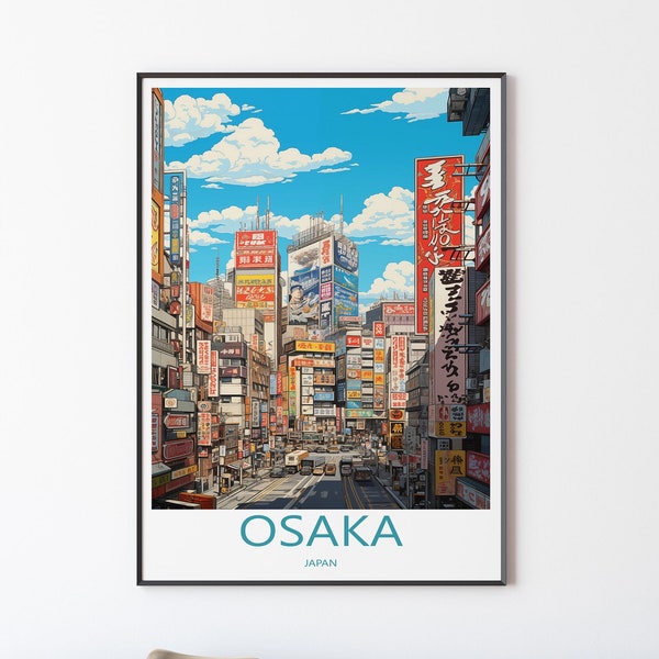 Osaka Stadt Poster Wandbild Wanddekoration | Osaka Reise Illustration Poster Print Wandkunst Japan Poster Trip |Fernweh Geschenk für Freunde