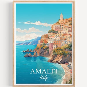 Amalfi Poster Wall Art Decoration | Amalfi Travel Poster Illustration Wall Art | Italy Vintage Poster | Gift | Amalfi Print | Coast