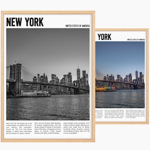 New York Poster, New York, Verenigde Staten Cadeau Vintage Wall Art Foto, Kleurenfoto, Zwart Wit Poster Muurschildering, Cadeau Vrienden Familie