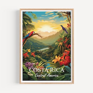 Costa Rica Poster Wall Art | Costa Rica Travel Poster Illustration Wall Art | Costa Rica Vintage Poster | Gift for Friends