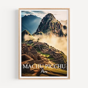 Machu Picchu Poster Wall Art | Machu Picchu Travel Poster Illustration Wall Art | Peru Vintage Poster | Gift for Friends