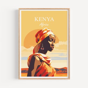 Kenya Poster Wall Art | Kenya Travel Poster Illustration Wall Art | Africa Vintage Poster | Gift for Friends | Kenya Print