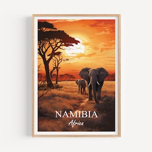 Namibia Poster, Travel Poster Namibia, Africa Vintage Poster Illustration, Wall Art Decor, Wall Art, Namibia Gift, Namibia Print