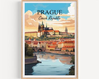 Póster de Praga | Póster de viaje de Praga | Póster vintage de la República Checa | Regalo para amigos