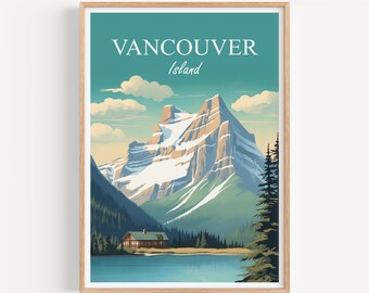 Vancouver Island Poster Wandbild Wanddekoration | Vancouver Island Reiseposter Illustration Wandkunst | Vancouver Print Vintage Poster