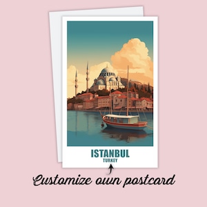 Carte postale d'Istanbul, carte postale personnalisée Istanbul, carte postale de voyage de Turquie, carte postale de vacances pour les amis et la famille