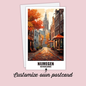 Carte postale personnalisée de Nimègue, carte Nimègue, carte-cadeau de vœux des Pays-Bas, carte postale de voyage, carte de voyage pour amis et famille