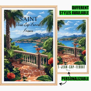 Customizable Saint-Jean-Cap-Ferrat Poster France Travel Poster Personalized Gift for Friends Personalized Travel Gift