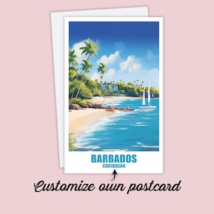 Carte postale de la Barbade, carte postale personnalisée de la Barbade, carte postale de voyage des Caraïbes, carte postale de vacances pour les amis et la famille, carte de la Barbade