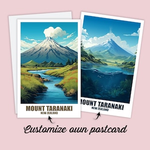 Personalisierte Mount Taranaki Postkarte, Neuseeland Karte, Mount Taranaki Grußkarte Geschenkkarte Reise, Reisekarte Freunde & Familie