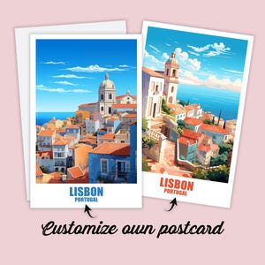 Carte postale de Lisbonne, carte postale personnalisée Carte postale de voyage de Lisbonne Portugal Carte-cadeau, carte postale de vacances pour amis et famille