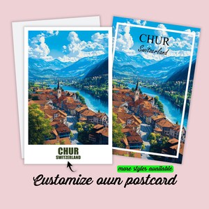 Carte postale personnalisée de Coire, carte de Suisse, cadeau personnalisable pour amis, carte de vœux, carte cadeau, carte de voyage, carte de vacances