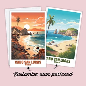 Carte postale de Cabo San Lucas, carte postale personnalisée Cabo, carte postale de voyage du Mexique, carte postale de vacances pour les amis et la famille, carte du Mexique