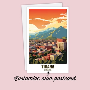 Carte postale personnalisée de Tirana, carte de l'Albanie, carte de vœux, carte-cadeau, carte postale de voyage en Albanie, carte de voyage de Tirana, carte des amis et de la famille