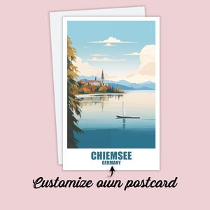 Chiemsee Postkarte, Personalisierte Postkarte Chiemsee, Deutschland Karte Reise Postkarte, Urlaubspostkarte Freunde Familie, Bayern Karte