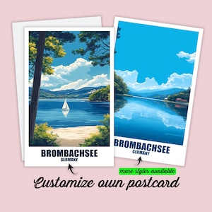 Carte postale personnalisée Brombachsee Carte de Bavière Allemagne Cadeau personnalisable pour amis Carte de vœux Carte cadeau Carte de voyage