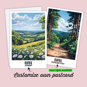 Carte postale personnalisée Eifel Rhénanie Palatinat carte Eifel Cadeau personnalisable pour amis carte de vœux carte cadeau carte de voyage vacances