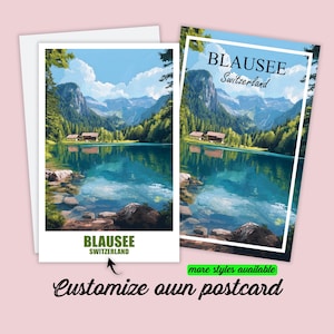 Personalisierte Blausee Postkarte Schweiz Karte Blausee Grußkarte Geschenkkarte Schweiz Reisekarte Personalisiert Postkarte Freunde Familie