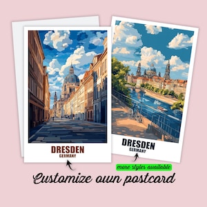 Carte postale personnalisable de Dresde Carte de l'Allemagne Dresde Cadeau personnalisé pour les amis Carte de vœux Carte cadeau Carte de voyage Carte de vacances