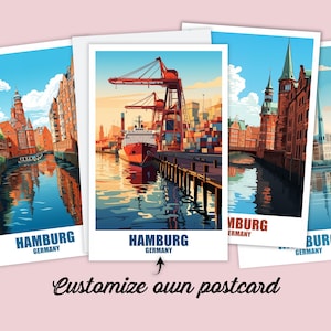 Carte postale de Hambourg, carte postale personnalisée Hambourg, Allemagne Carte de voyage Carte postale Cadeau, carte postale de vacances pour les amis et la famille