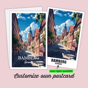 Carte postale personnalisée de Bamberg, carte de Bavière, Allemagne, cadeau personnalisable pour amis, carte de vœux, carte cadeau, carte de voyage, carte de vacances