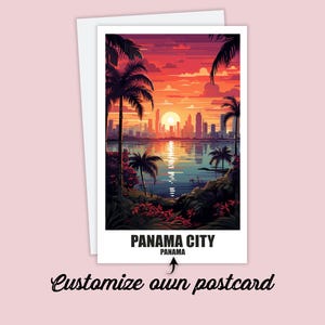 Carte postale personnalisée du Panama, carte du Panama, carte-cadeau de vœux du Panama, carte postale de voyage, carte du Panama, carte de voyage pour amis et famille