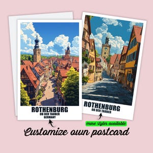 Carte postale personnalisée de Rothenburg ob der Tauber, carte de l'Allemagne, cadeau personnalisé pour amis, carte de vœux, carte-cadeau, carte de voyage