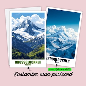 Carte postale personnalisée du Grossglockner, carte du Tyrol, Autriche, carte de vœux, carte-cadeau, carte de voyage du Grossglockner, cadeau pour les amis et la famille