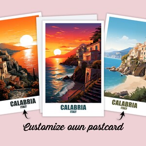Postal de Calabria, postal personalizada, postal de viaje con mapa de Calabria, Italia, tarjeta de regalo, tarjeta navideña para amigos y familiares
